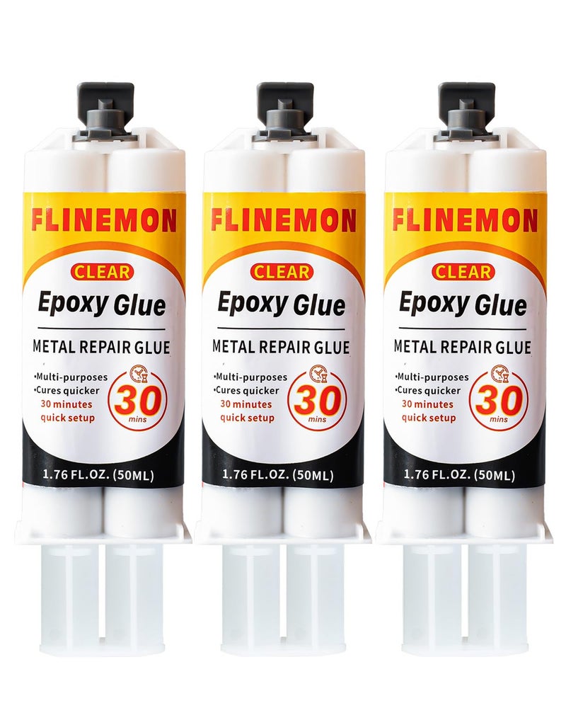 Flinemon 30 Minute Epoxy Glue, Clear Epoxy Resin Adhesive, Liquid Filler Metal Adhesive, Waterproof Heat-Resistant Strong Bonding for Plastic, Metal, Ceramic, Tiles, Boat Flooring, Wood - Image 1